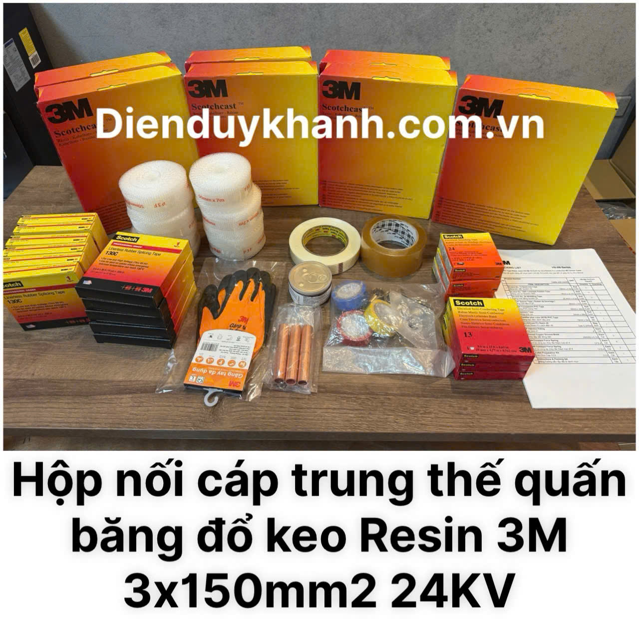 Hộp Nối Cáp Trung Thế Quấn Băng Đổ Resin 24KV 3Cx150_ VN-5B 93-A 150-Cu/3